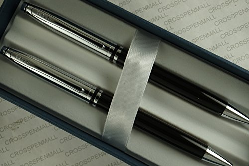 Cross Executive Companion Classic Avatar Tuxedo with extremely polished Appointment , Extremely Polished Chrome cap and appointments and Distinctive Cross Mid Ring signature , Pen & 0.7mm Pencil Set