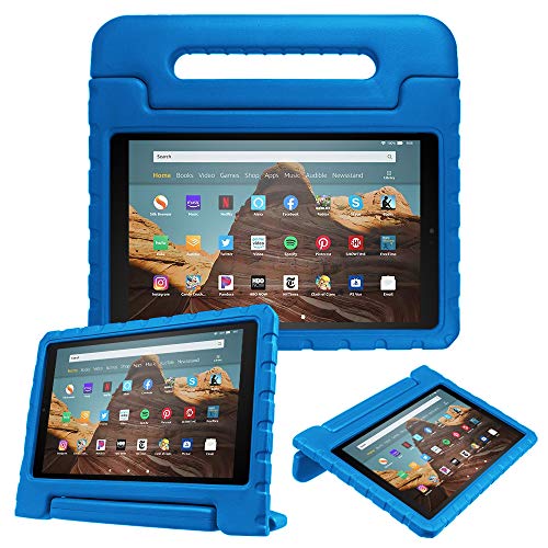 Fintie Case for All-New Amazon Fire HD 10 (Compatible with 7th and 9th Generations, 2017 and 2019 Releases) - Kiddie Series Shock Proof Light Weight Convertible Handle Stand Kids Friendly Cover, Blue