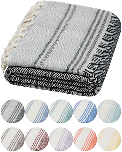 DEMMEX Organic Diamond Turkish Towel Black Gray
