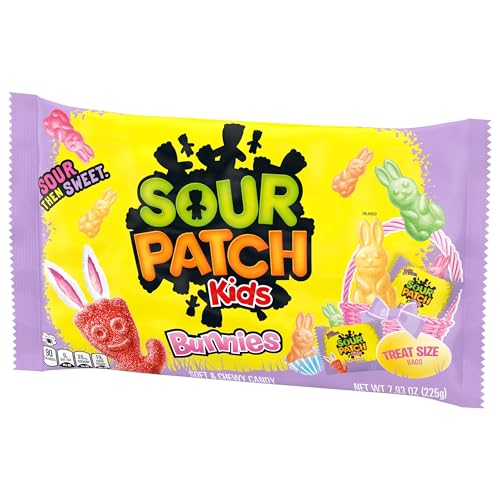 SOUR PATCH KIDS BUNNIES SOFT & CHEWY EASTER CANDY, 18 SNACK PACKS
