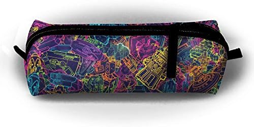Fashion Pencil Case Zipper Pen Pouch Colorful Robots Funny Printing Student Small Pen Bag Rectangular Pouch