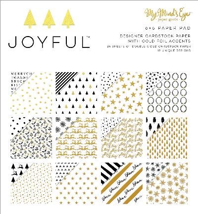 Joyful Gold Double-Sided Paper Pad 6″X6″ 24/Pkg-Joyful Gold, 12 Designs