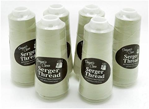 Serger / Embrodery Polyester Thread Cones, Multi-pack of 6 Spools 1640 Yards, PEARL