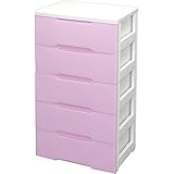 アイリスオーヤマ チェスト ウッドトップ 5段 幅56×奥行41.5×高さ100㎝ ピンク/ホワイト HG-555R