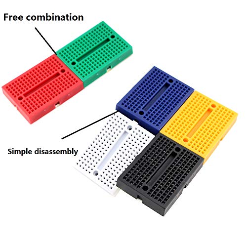 Eiechip Mini Breadboard kit 170 Points Mini Small solderless breadboard for Arduino Proto Shield (6 Colors 6Pcs)