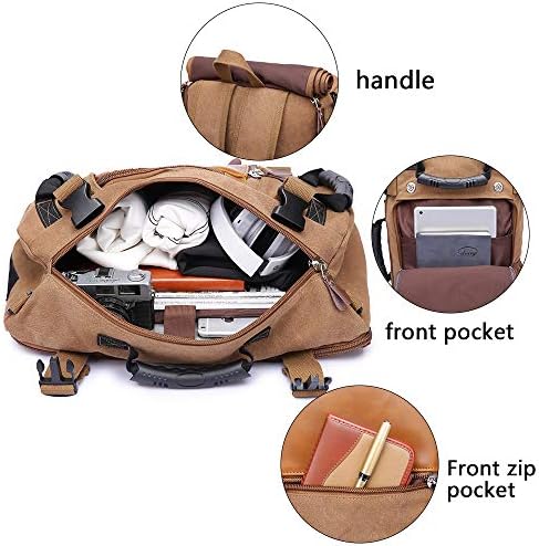 KAKA Travel Backpack ,Canvas Duffel Bag for Traveling,Leather Vintage Travel Bags for Men,Carry on Weekender 15.6" Laptop backpacks Bag ,khaki 3 KAKA Travel Backpack ,Canvas Duffel Bag for Traveling,Leather Vintage Travel Bags for Men,Carry on Weekender 15.6" Laptop backpacks Bag ,khaki