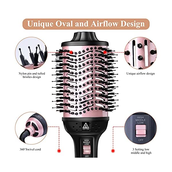 Hair-Dryer-Brush4-in-1Multifunctional-Hot-Air-Brush-and-VolumizerAnti-Frizz-Ion-Technology-Blow-Hair-Styler-for-Women-One-Step-Styling-Tool-with-3pcs-Hair-Clips-3pcs-Hair-Ties Hair Dryer Brush,4 in 1Multifunctional Hot Air Brush and Volumizer,Anti-Frizz Ion Technology Blow Hair Styler for Women…