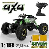 RC Car for Boy Toy, Nqd 1: 18 Dual Motors Remote Control Truck, 2.4Ghz 4WD Off Road Remote Control Car with Two Rechargeable Batteries, Buggy Hobby Toy Chritmas Gifts for Kids & Adults