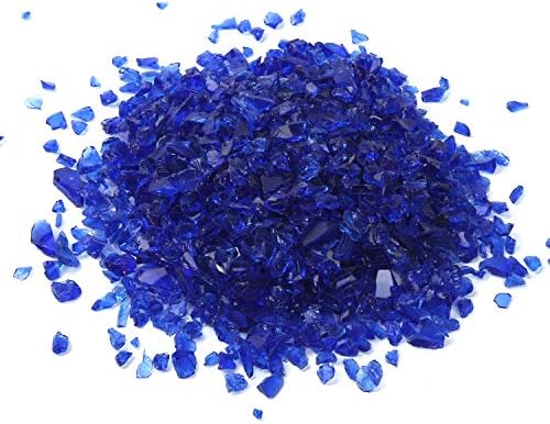 Alan Stone High Luster Reflective Fire Glass Gravel,Fire Gems,Fire Drops,Fire Glass Pebbles Stones Beads Chips for Fire Pit Fish Tank Aquarium Garden,3-6mm 305g/0.67lb (Sapphire Blue)