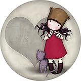 Santoro Gorjuss Round Button Refrigerator Locker Magnet, Purrrrrfect World (GJ29412)