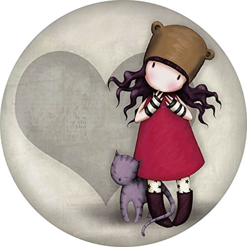Santoro Gorjuss Round Button Refrigerator Locker Magnet, Purrrrrfect World (GJ29412)