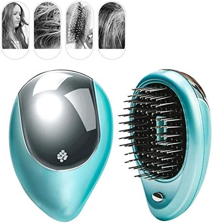 Electric Ionic Hairbrush Portable Takeout Mini Hair Brush Comb Electric Sound Wave Vibration Magnetic Small Massage Comb Ionic Hair Straightener Brush Green