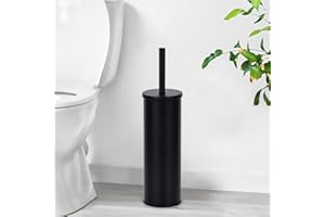 ZAHARI HOME Deep & Sturdy Toilet Bowl Brush with Holder - Durable Scrubbing - Toilet Cleaners - Household Essentials - Silicone Brush - Bathroom Cleaner - Cleaning Supplies - Household Supplies, Matte Black