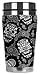 Mugzie White Sugar Skulls Travel Mug with Insulated Wetsuit Cover, 16 oz, Black