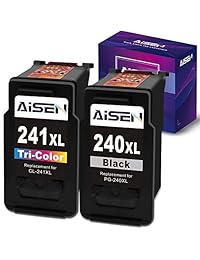 AISEN - Cartuchos de tinta remanufacturados para Canon PG-240XL 240 XL CL-241XL 241 XL (240 y 241)