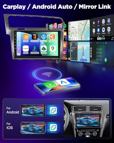 NHOPEEW 8 Core 6+128G Android Car Radio for VW Golf 7 MK7 2012-2020 with Wireless Carplay and Android Car DSP Wifi GPS Steering Wheel Controls 360 Panoramic View