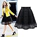 Toraway Skirts, Womens Fashion Women High Waist Organza Skirts Zipper Tulle Skirt (X-Large, Black)