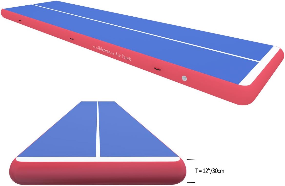 ibigbean Air Track Tumbling Mat Inflatable Gymnastics Cheer Mats for Home Gymnastics, Cheerleading, Beach, on Water(8 inch Thick)