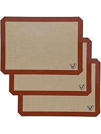 Silicone Baking Mat - Set of 3 Half Sheet (Thick & Large 11 5/8" x 16 1/2") - Non Stick Silicon Liner for Bake Pans & Rolling - Macaron/Pastry/Cookie/Bun/Bread Making - Professional Grade Nonstick