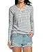 Bluetime Womens Casual V Neck Lace Up Long Sleeve Striped T-Shirt Top
