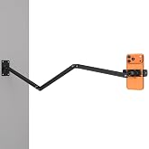 Wall Mount Phone Holder,Phone Holder for Desk Bed,3-Stage Aluminium iPhone Stand,Foldable Extendable Arms Heavy Duty Drilling Base,Compatible with 3.5~7.5" iPhone/HTC/LG/Huawei/Galaxy/Smartphones