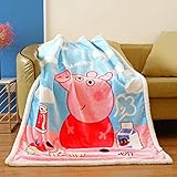 FairyShe Kids Throw Blanket Cartoon Fleece Blanket,Soft Warm Plush Sherpa Blanket For Baby,Coral Velvet Fuzzy Blanket For Bed Couch Chair Baby Crib Living Room (Peppa pig)