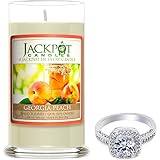 Jackpot Candles Georgia Peach Candle with Ring Inside (Surprise Jewelry Valued at $15 to $5,000) Ring Size 7