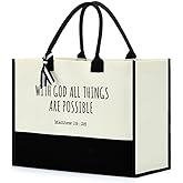 FORBIDDEN PAPER Christian Gifts for Women Tote Bag Inspirational Bible Verse Prayers Religious Gifts Travel Bag Shopping Bag Scripture Gift for Women Friends Sister Mom Daughter Handbag
