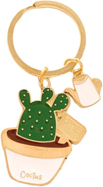 Cute Potted Plants Cactus Shape Keychain Hang Bag Accessories Key Ring (White)