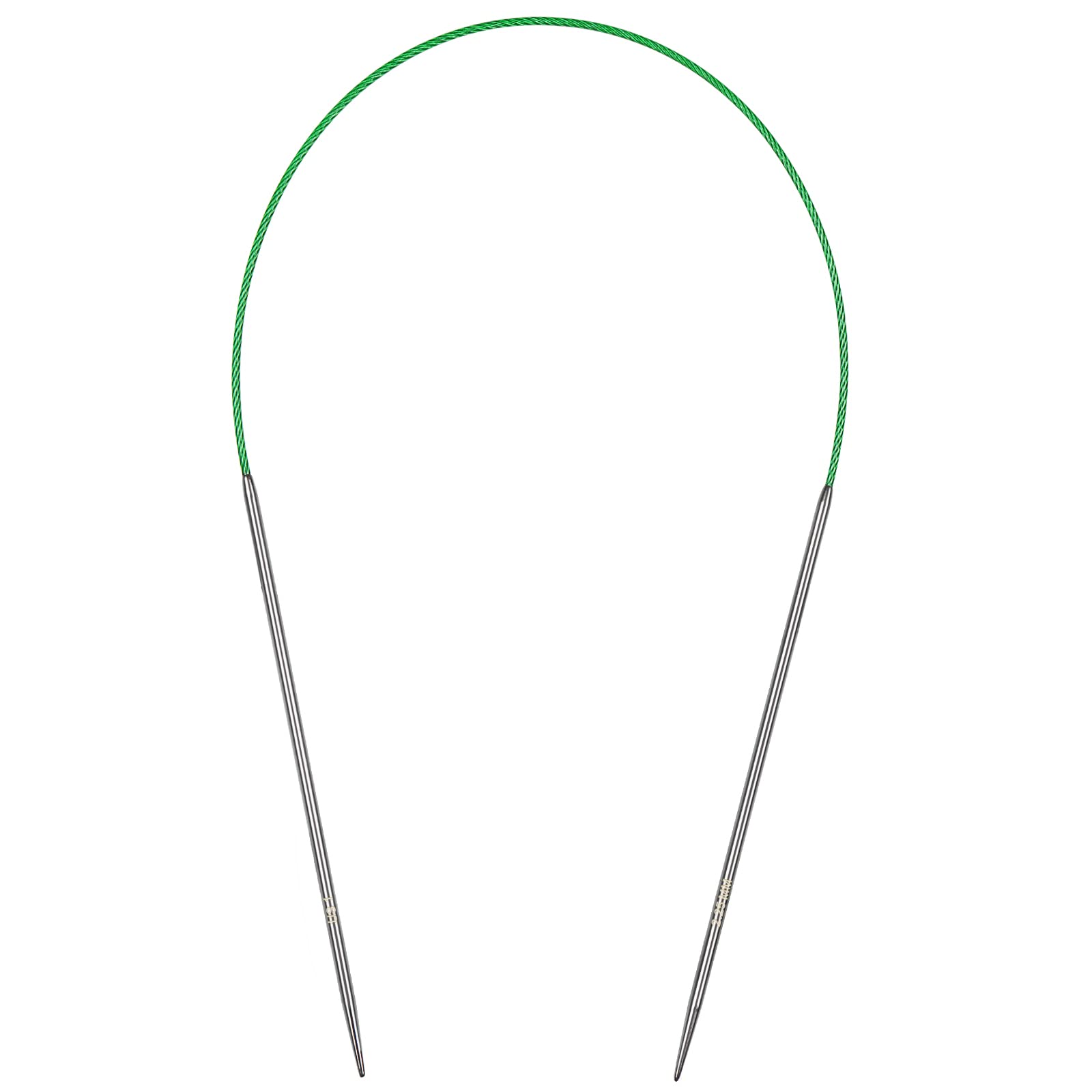 Aelike 2.25mm Circular Knitting Needles, 40cm Short Round Needles with Flexible Cable, Metal Needles for Knitting Socks, Fixed Circular Knitting Pins for Small Projects, Size US 1