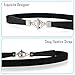 Fashion Elastics Waist Belt Vintage Clothing Accessories for Women Dresses Skinny Web Belt 2 Pack, Black & White, Gold & Silver Metal Buckle, Size 26