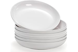 Fasmov Melamine Pasta Bowls, 6 Pack 10 inches 47 Oz Large Salad Serving Bowls, Shallow Salad Bowls, Plastic Dinner Deep Plate
