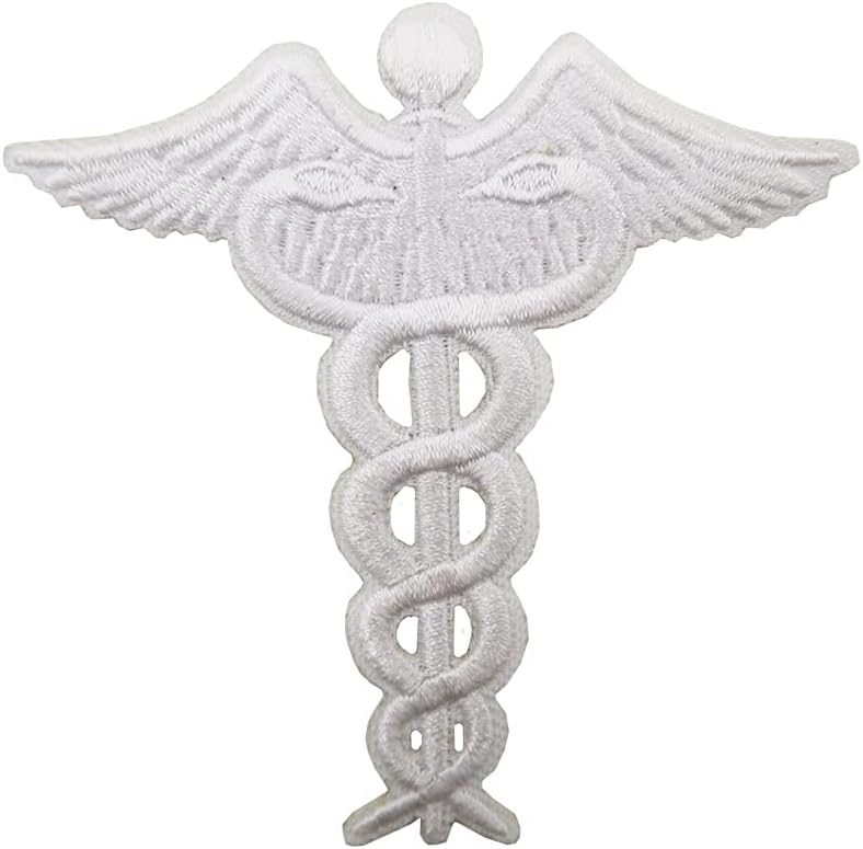 Mixed Media - Caduceus Doctor Nurse EMT Paramedic Medical Symbol Embroidered Iron On Patch