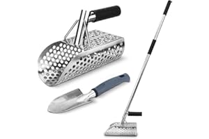 HEAR XSUS Metal Detecting Shovel, Stainless Steel Long Handle Metal Detecting Accessory, for Underwater Treasure Hunting, Beach Metal Detecting, and Excavation (style3)