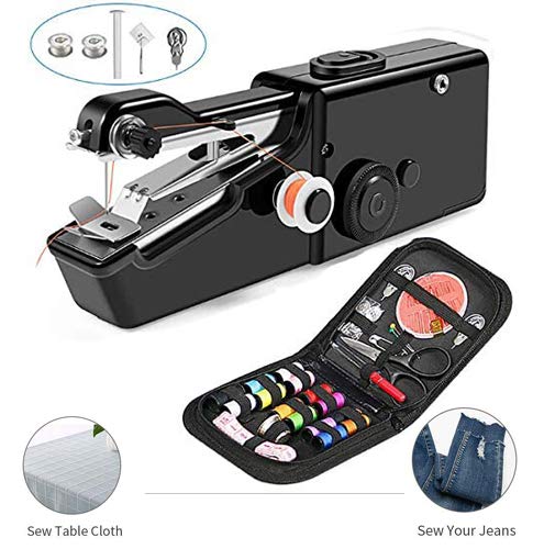 YTYC Handheld Sewing Machine, Mini Household Hand-held Electric Sewing Machine with Free Sewing Kit,Black
