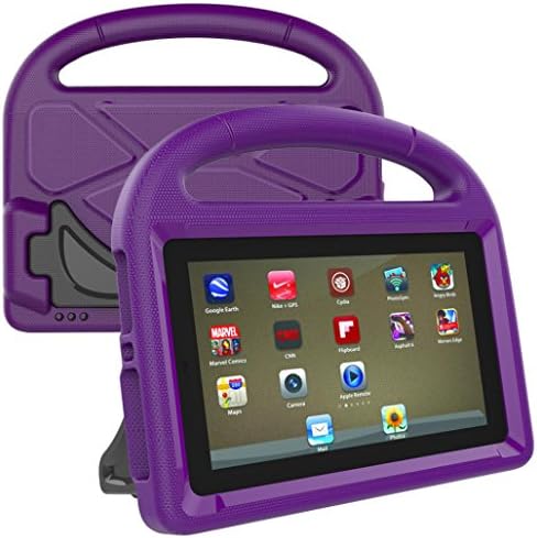YRD TECH Fit Amazon Kindle Fire HD 8 2017 7th Kids EVA Safe Rubber Stand Handle Case (Purple)