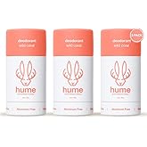 Hume Supernatural Aluminum Free Deodorant for Women & Men - Safe for Sensitive Skin - Probiotic, Plant-Based, Baking Soda Free, Aloe, & Cactus Flower, Anti Sweat, Stain & Odor - Wild Coral, 3-Pack