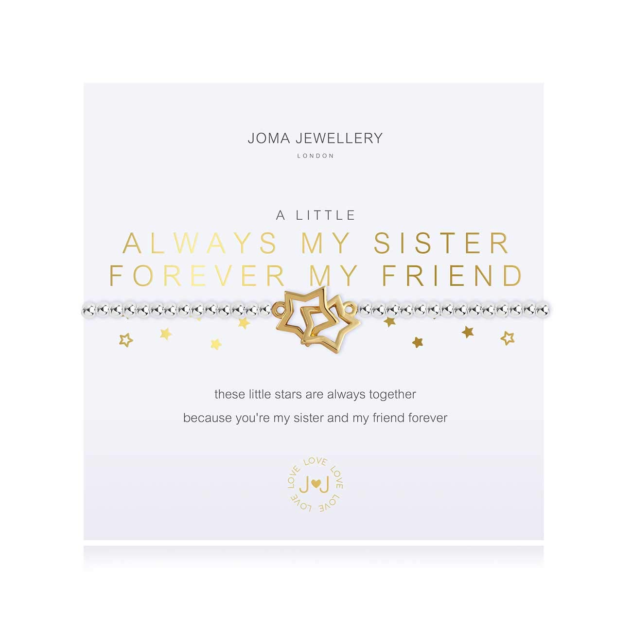 Joma Jewellery A Little Always My Sister Forever My Friend Silver Bracelet | 17.5cm Stretch