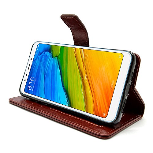 Bracevor Leather Flip Cover Case for Xiaomi Redmi 5 (Executive Brown)