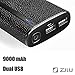 Zilu Milano Premium Leather 9000mAh Dual USB Portable Charger External Battery Pack Backup Power Bank with 2.1A Output for Smart Phones and Tablets - Black
