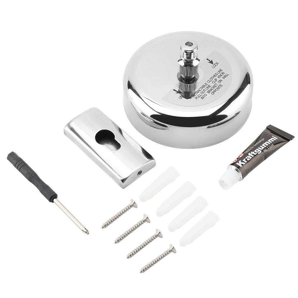 TOPINCN Stainless Steel Retractable Clothesline With Adjustable 2.8M Braided Nylon String Indoor Outdoor Drill Free/Drilling Laundry Clothes Drying Line