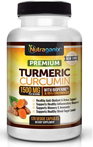 Turmeric Curcumin 1500MG with BioPerine, High Potency, 120 Veggie Capsules, 95% Curcuminoids, Gluten Free, Non-GMO, Vegan Friendly