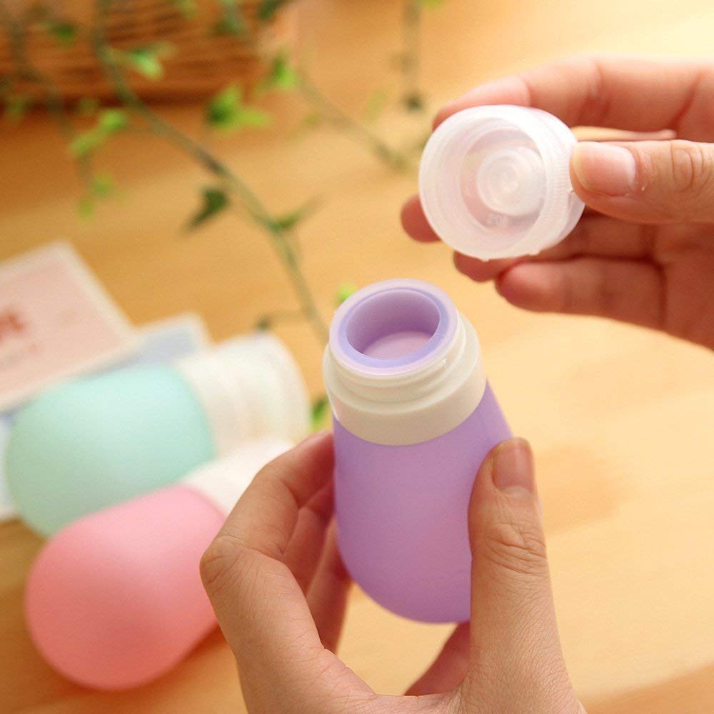 Portable Travel Bottles Set, AMMAX Leak Proof Squeezable Silicon Tubes Travel Size Toiletries Containers, TSA Carry On Approved Refillable Travel Accessories for Shampoo Liquids 4 Pack (3 fl. oz) : Beauty