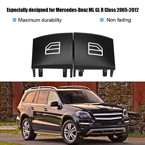 2 pcs Car Electric Power Window Master Switch Cap Cover 2518300590 9051 for Mercedes-Benz ML GL R Class 2005 2006 2007 2008 2009 2010 2011 2012 Main Driving Side - Thumbnail 2