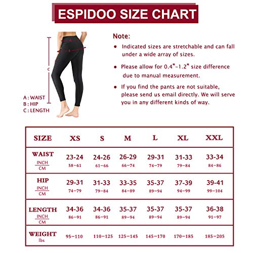 ESPIDOO Yoga Pants for Women High Waist Yoga with Pockets Sports Leggings M