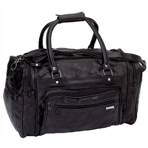 Luggage 76293 Embassy Italian Stone Design Leather 18" Tote Bag, One Size, Black