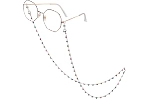 HONGEELY Eyeglass Chain Silver Stainless Steel Handmade Necklace for Reading Glasses Sunglass Beaded Chains for Men Women