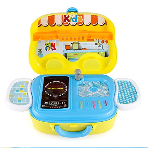 Dreamon Rollenspiel Küche Spielzeug Kinder Kochen Lebensmittel Spielset für Kleinkind Mädchen 3 Jahre alt,Gelb – Bild 8