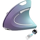Vassink Ergonomic Wireless Rechargeable Mouse, USB A+Type C(2in 1) Connection, 800/1200/1600 DPI, 6 Buttons, 2.4GHz Carpal Tunnel Vertical Mice, for Laptop, Desktop,MacBook Purple Gradient Green