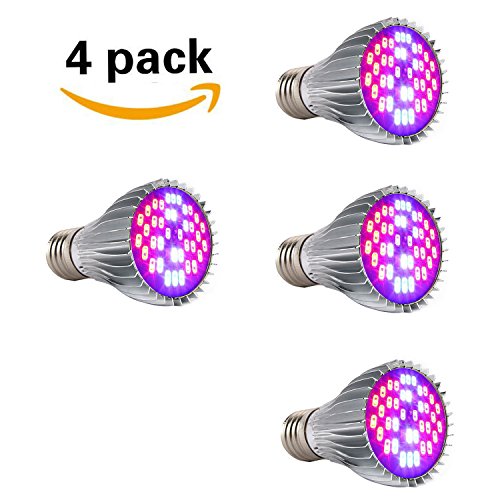 [Pack of 4] Green_Home 30W 40 PCS SMD5730 Chips Led Grow Light Bulb E27/E26,Full Spectrum Plant Light Bulb,Grow light lamp for Flowering Lighting Indoor Garden Greenhouse and Hydroponic Garden
